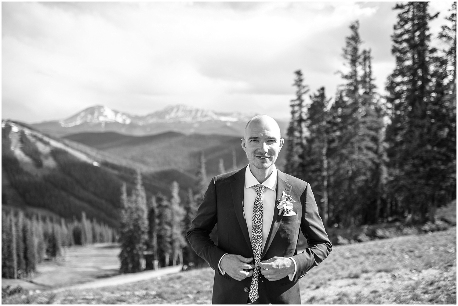 Groom portraits at summit of Keystone Colorado for Ski Tip Lodge wedding