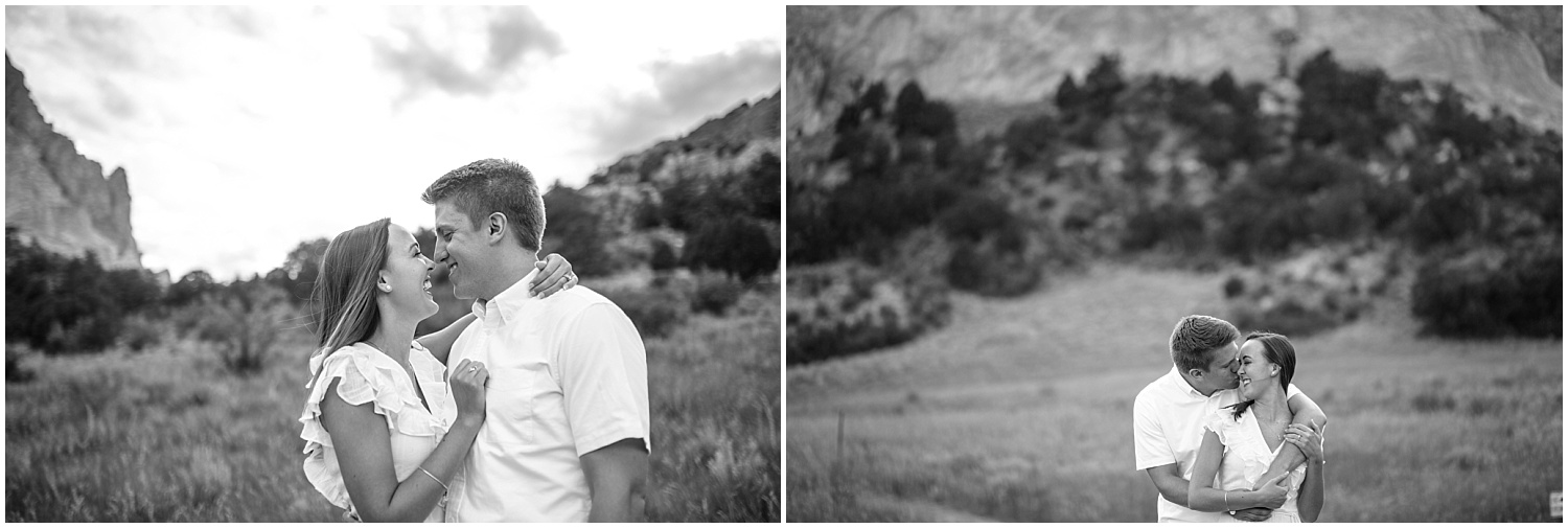 Black and white Garden of the Gods engagement photos