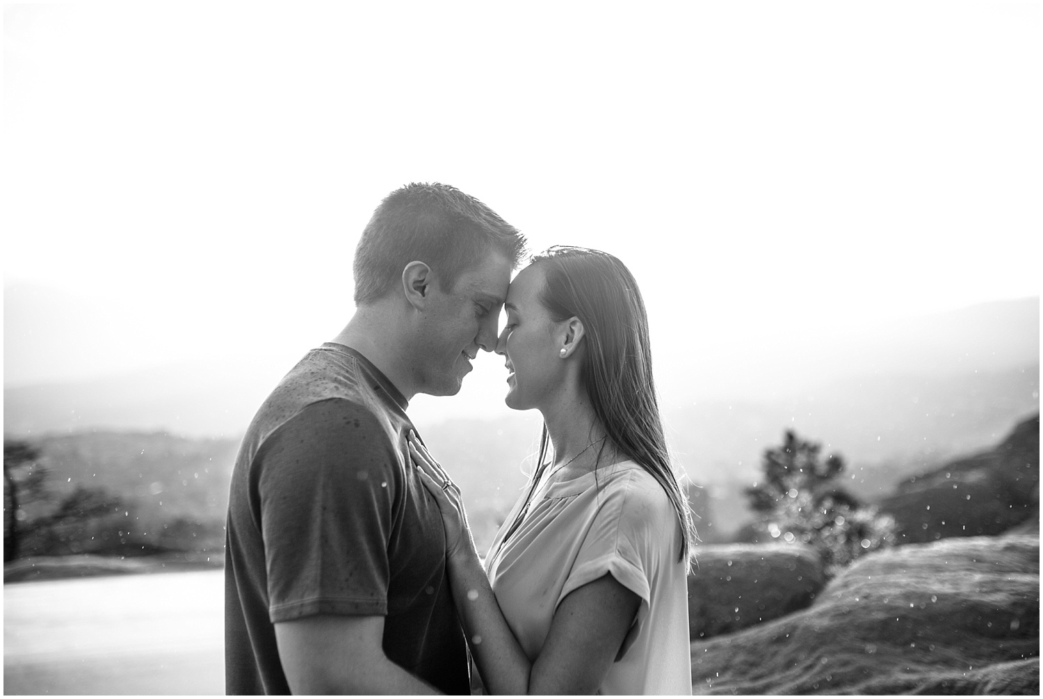 Romantic black and white Garden of the Gods engagement pictures