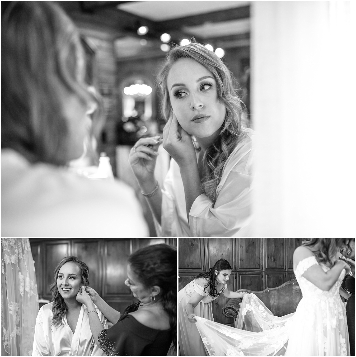 Bride getting ready for Crooked Willow Farms wedding