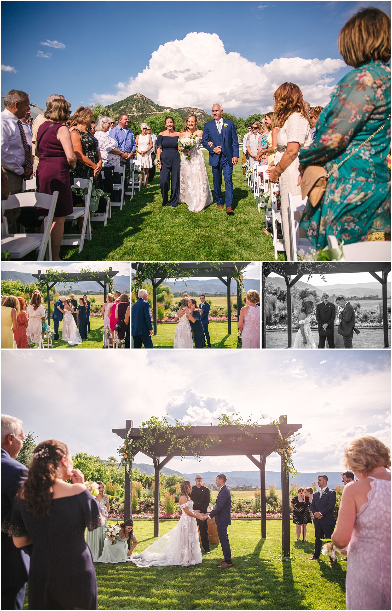 Crooked Willow Farms wedding ceremony overlooking the Rocky Mountains in Larkspur Colorado