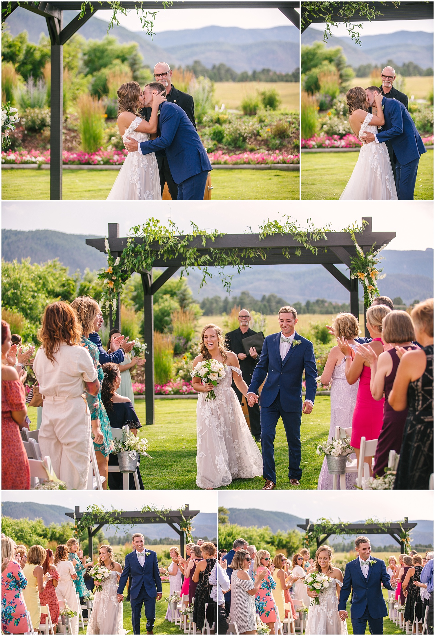Crooked Willow Farms wedding ceremony overlooking the Rocky Mountains in Larkspur Colorado