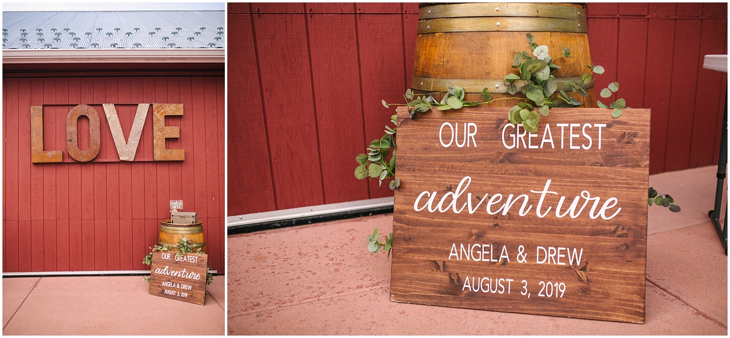 Wood signage as Crooked Willow Farms wedding details