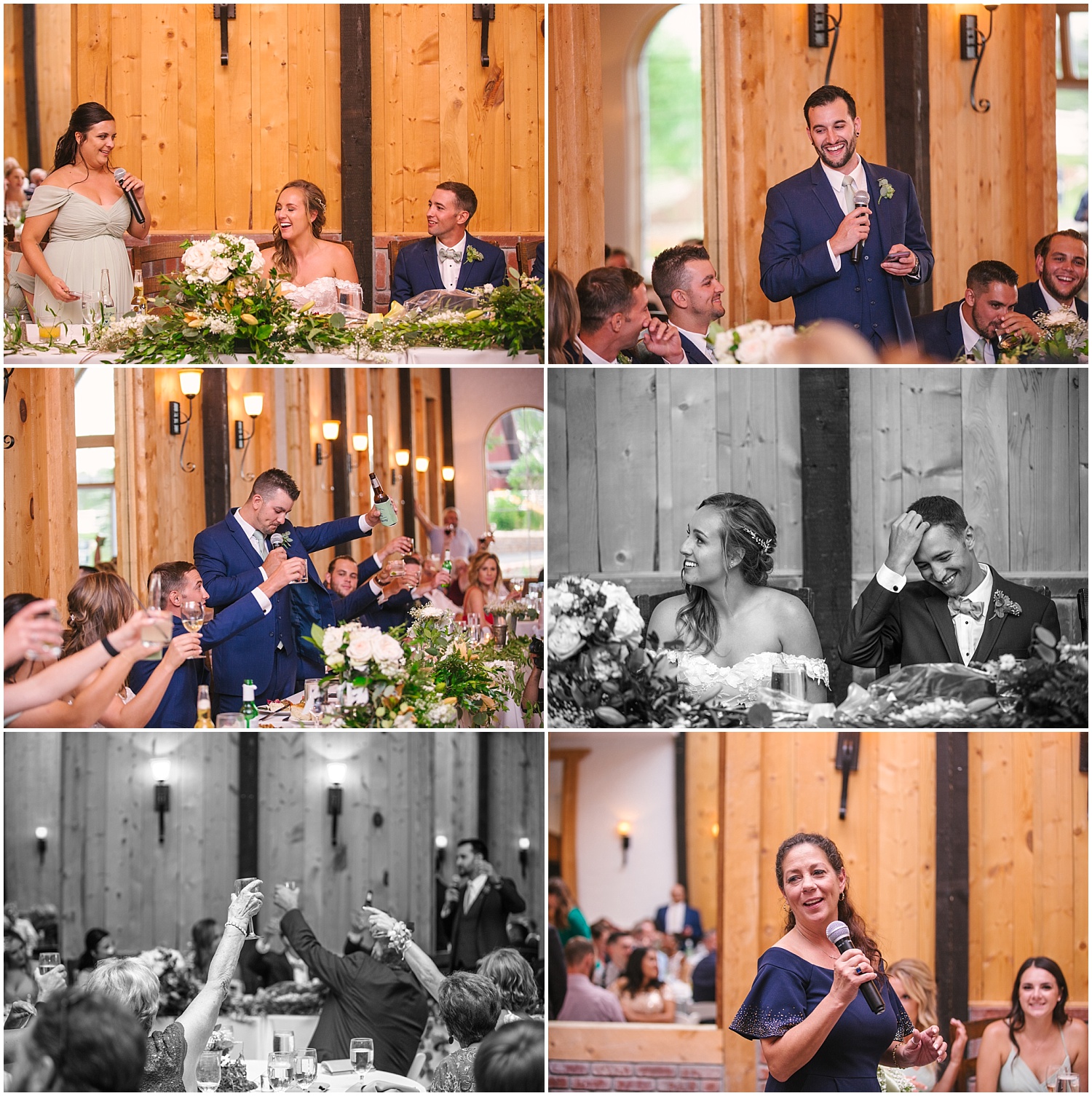 Toasts to the bride and groom at Crooked Willow Farms wedding reception hall
