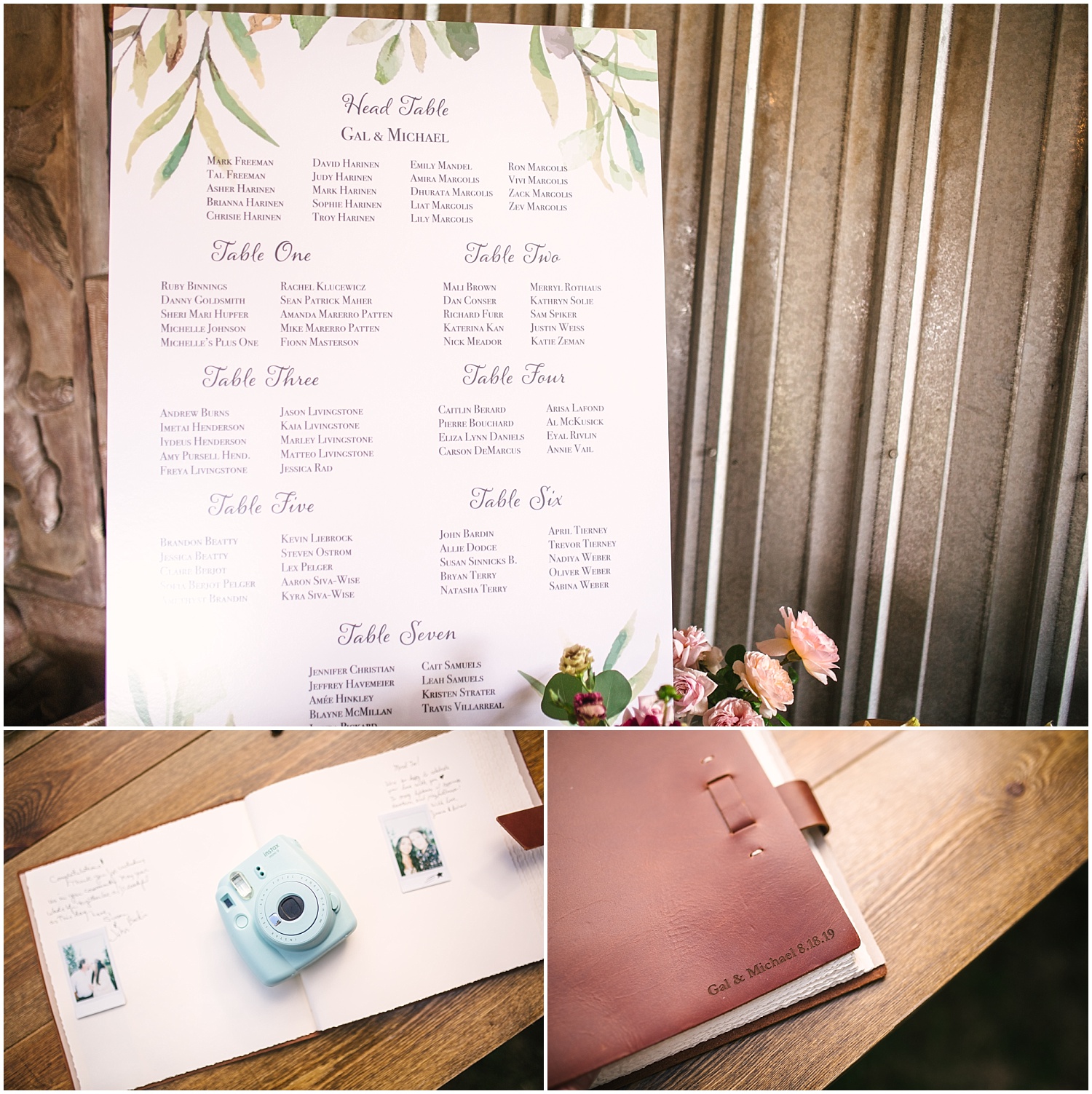 Lone Hawk Farm wedding guest book and seating chart