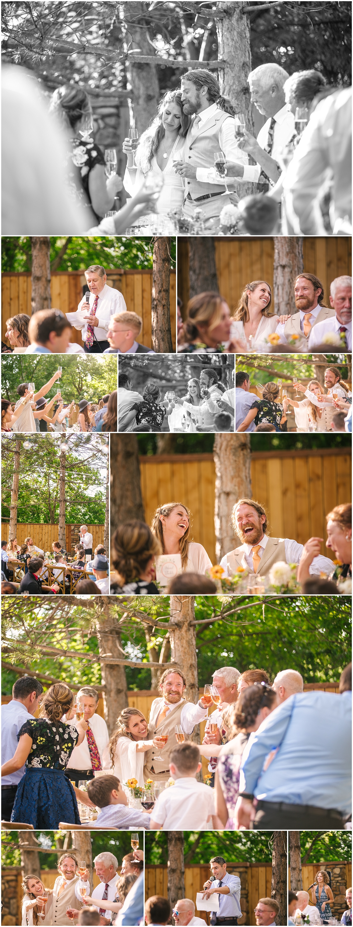 Toasts to the bride and groom at Lone Hawk Farm wedding reception