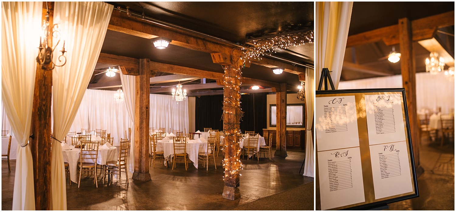 Gold details and twinkle lights at Lord Hill Farms wedding.