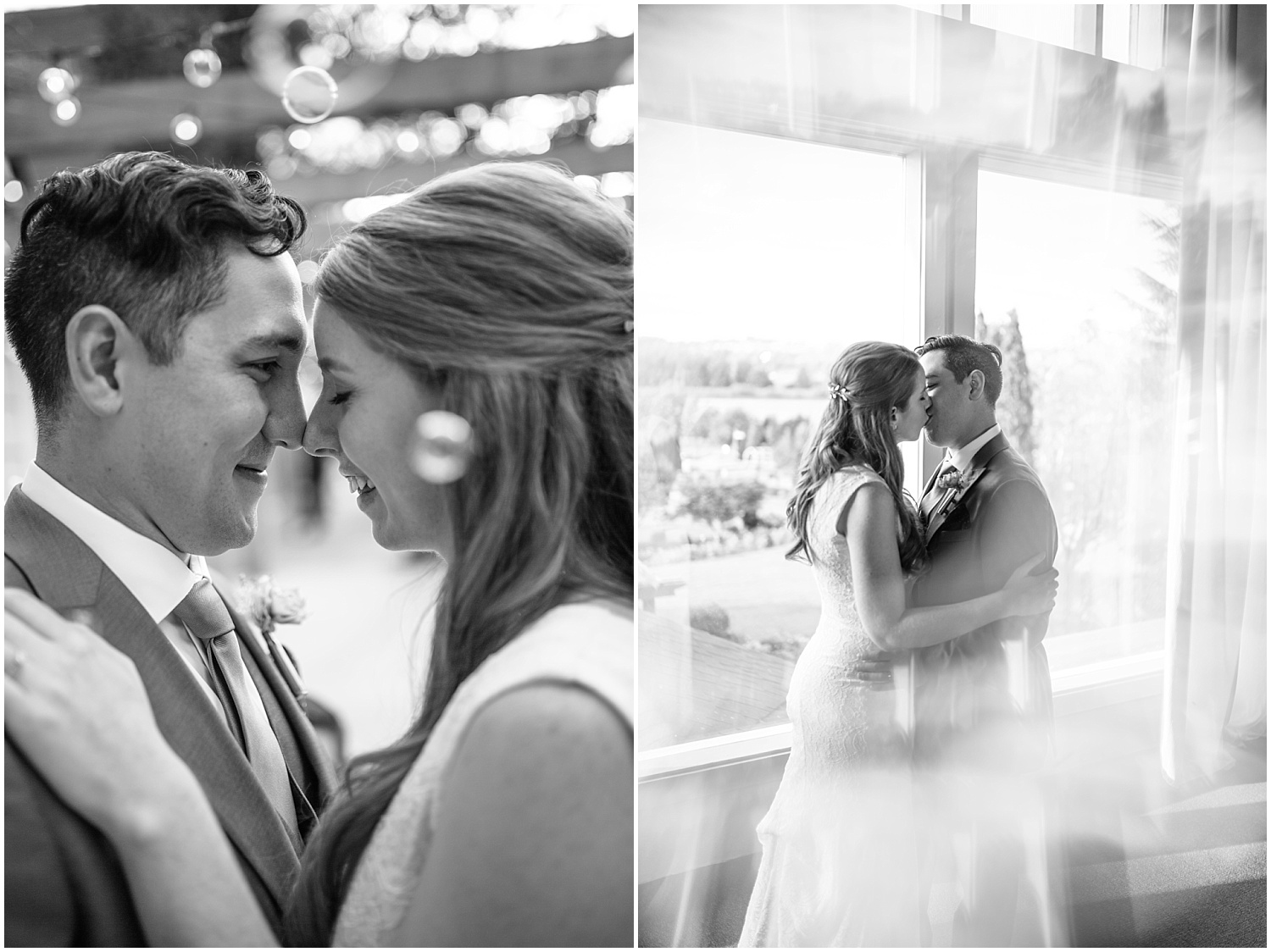 Black and white bride and groom portraits at Lord Hill Farms wedding