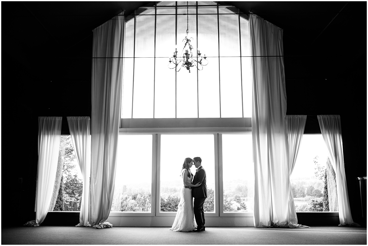 Bride and groom portraits in the loft at Lord Hill Farms