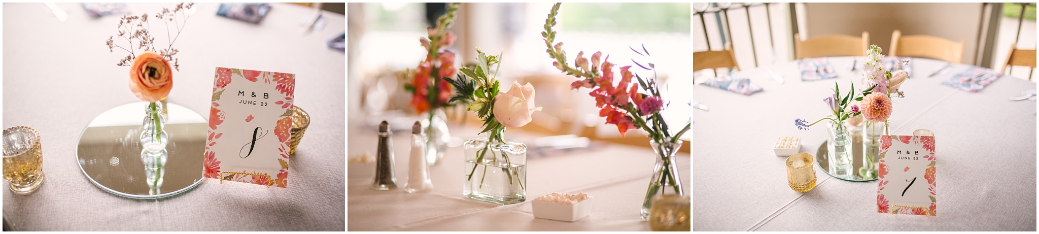 Bright floral details for Washington Park Boathouse wedding in Denver Colorado