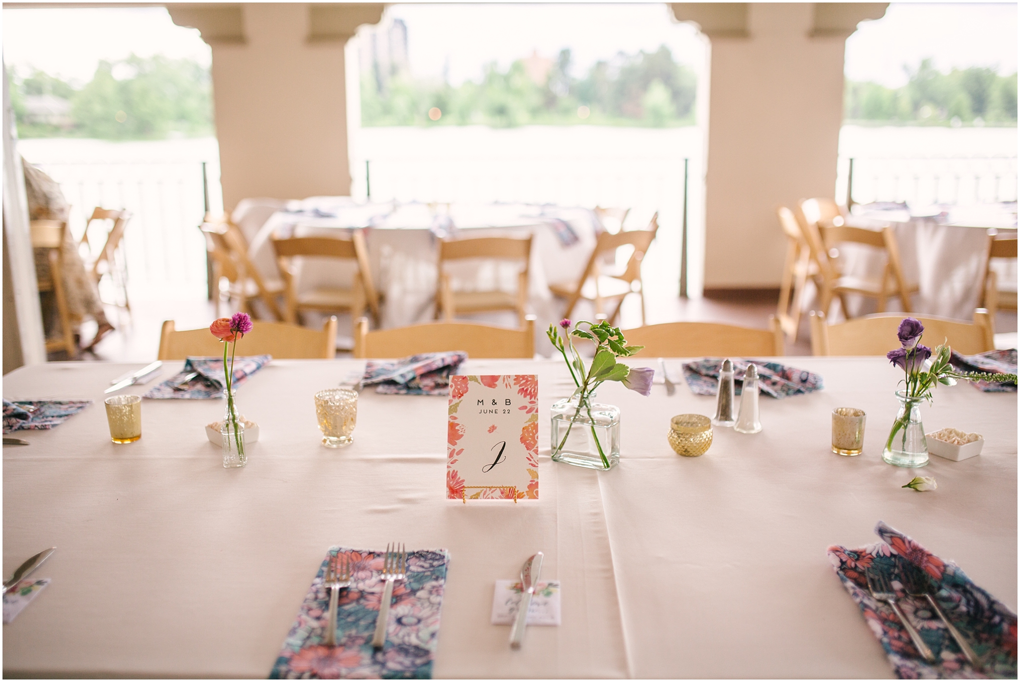 Bright floral details for Washington Park Boathouse wedding in Denver Colorado