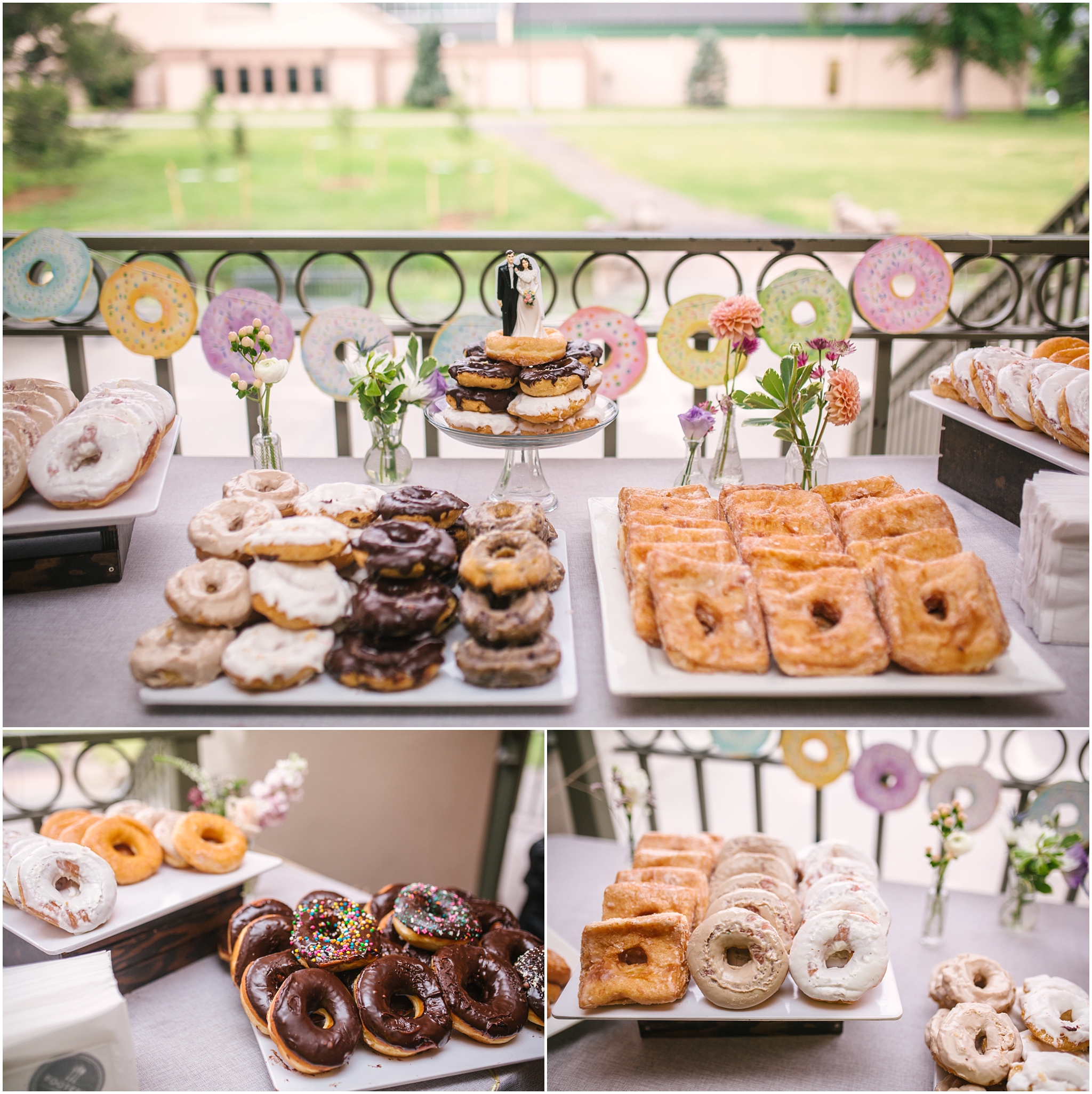 The Donut House donut display for Washington Park Boathouse wedding in Denver Colorado