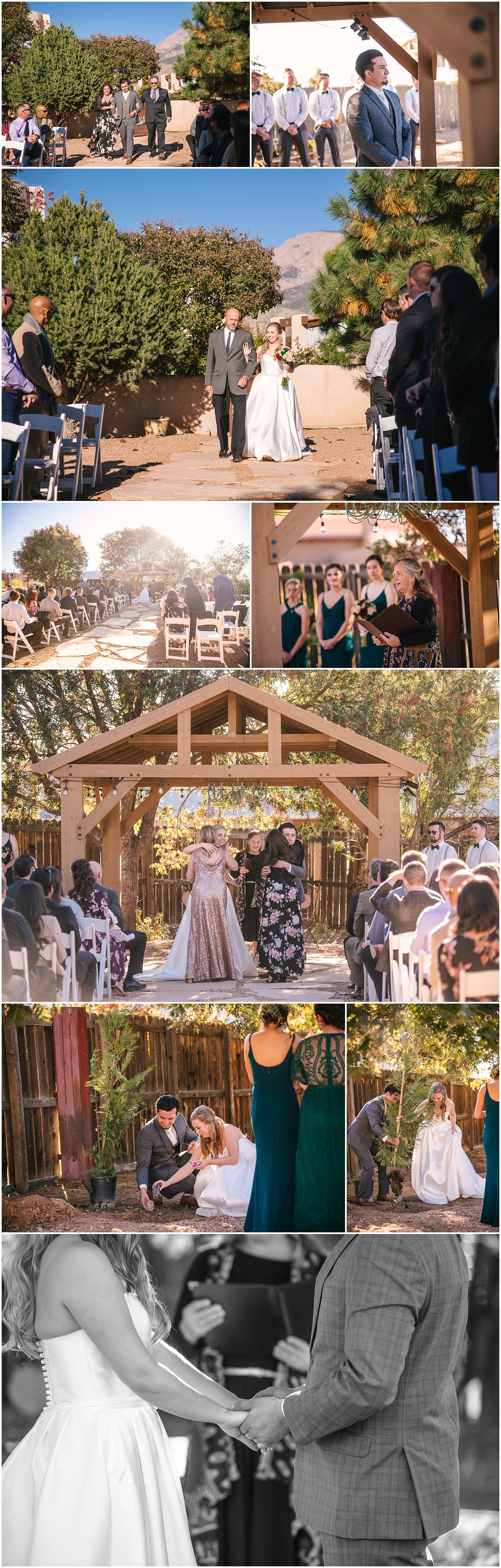 Backyard wedding ceremony in northeast Albuquerque Acres New Mexico