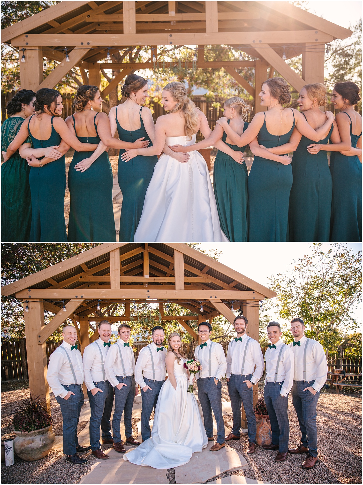 Emerald green and gray wedding party | Albuquerque wedding photographer
