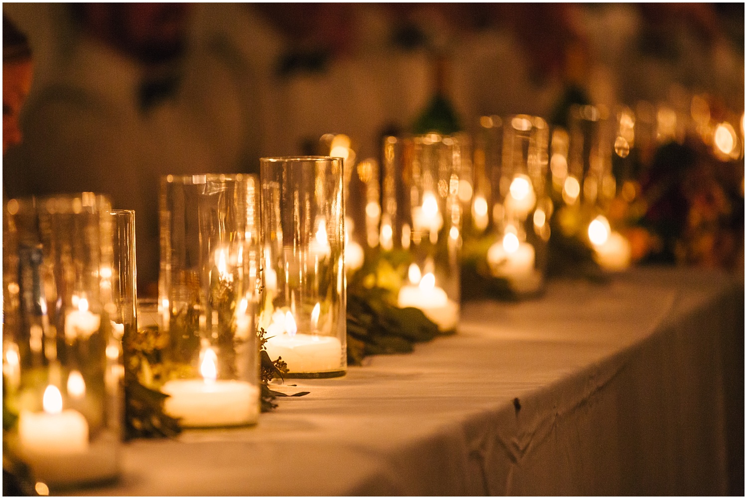 Romantic candle lit backyard wedding reception in NE Albuquerque Acres