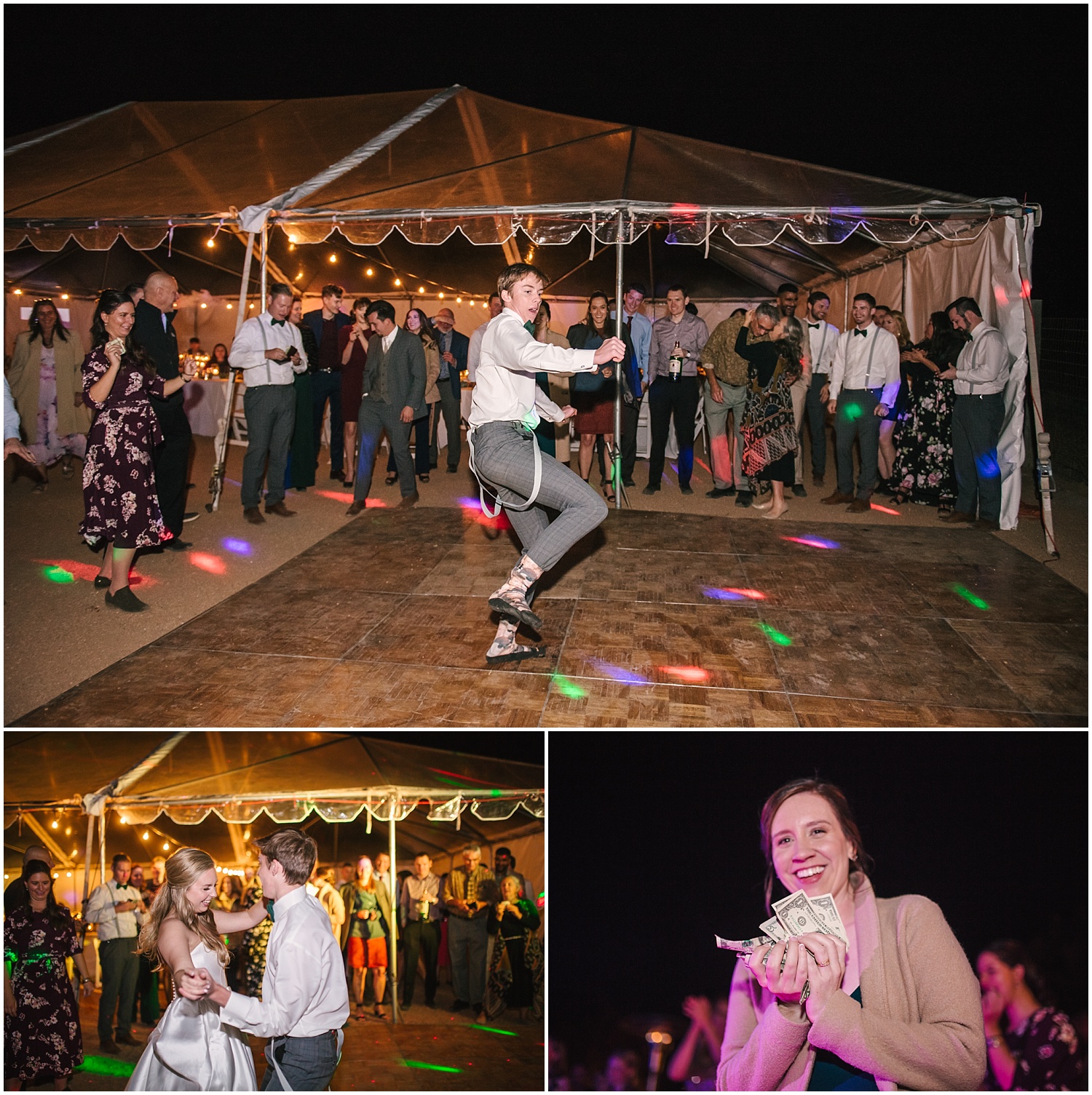The Canadian money dance at backyard wedding in NE Albuquerque Acres