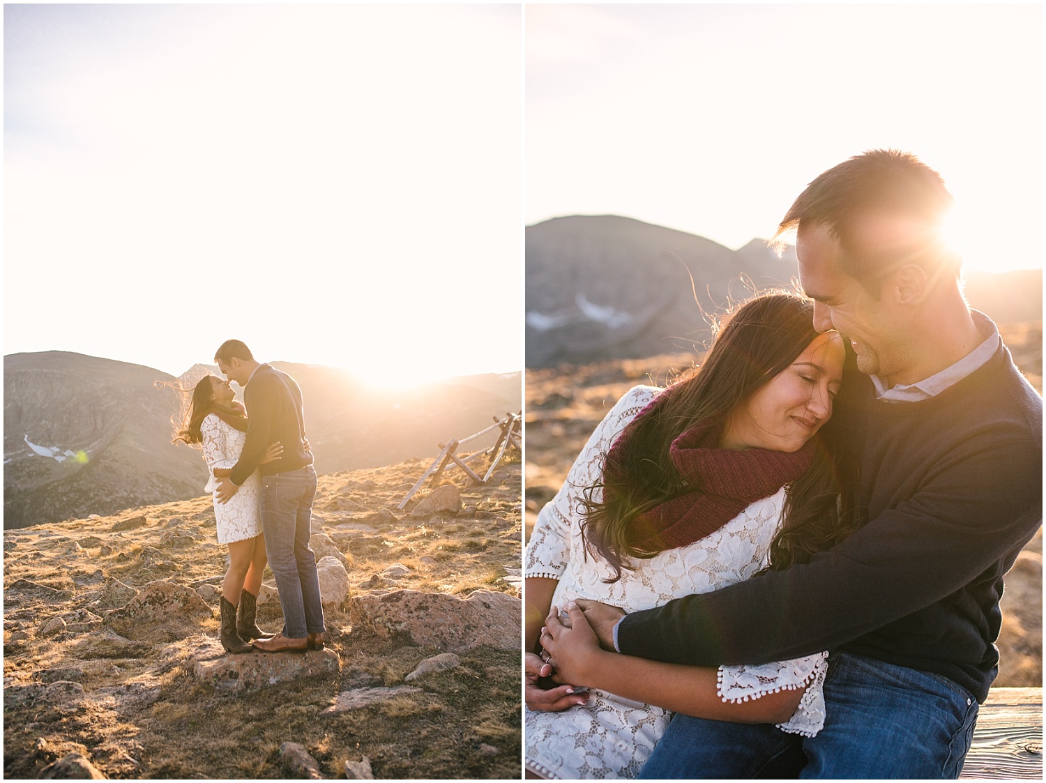 Golden hour at the top of Trail Ridge Road for fall engagement session
