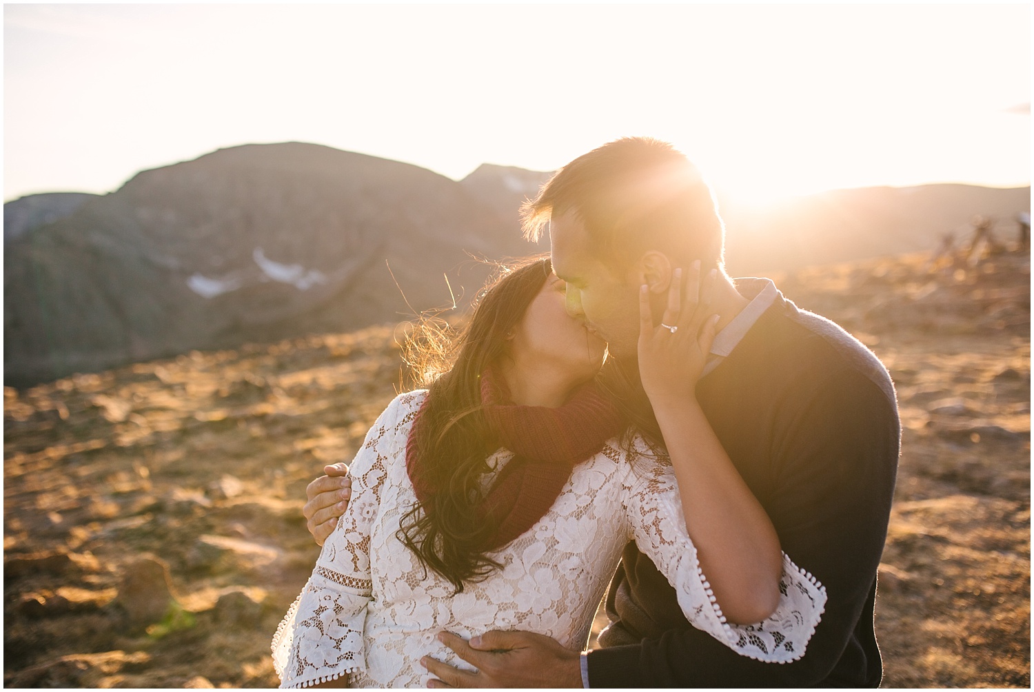 Golden hour at the top of Trail Ridge Road for fall engagement session