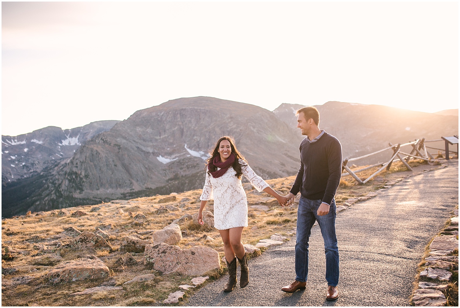 Golden hour at the top of Trail Ridge Road for RMNP fall engagement