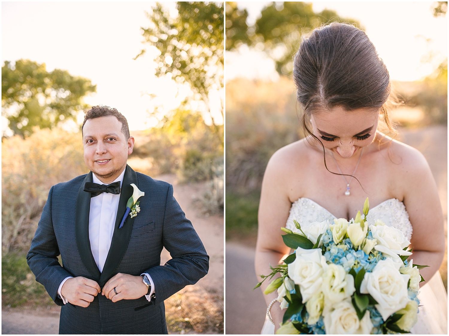 Bride and groom portraits at sunset for fall wedding at Prairie Star Restaurant