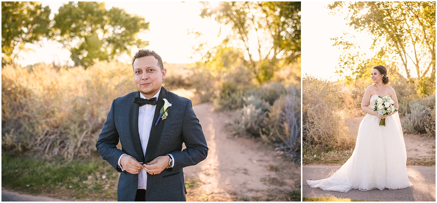 Formal bride and groom portraits at fall wedding at Prairie Star Restaurant
