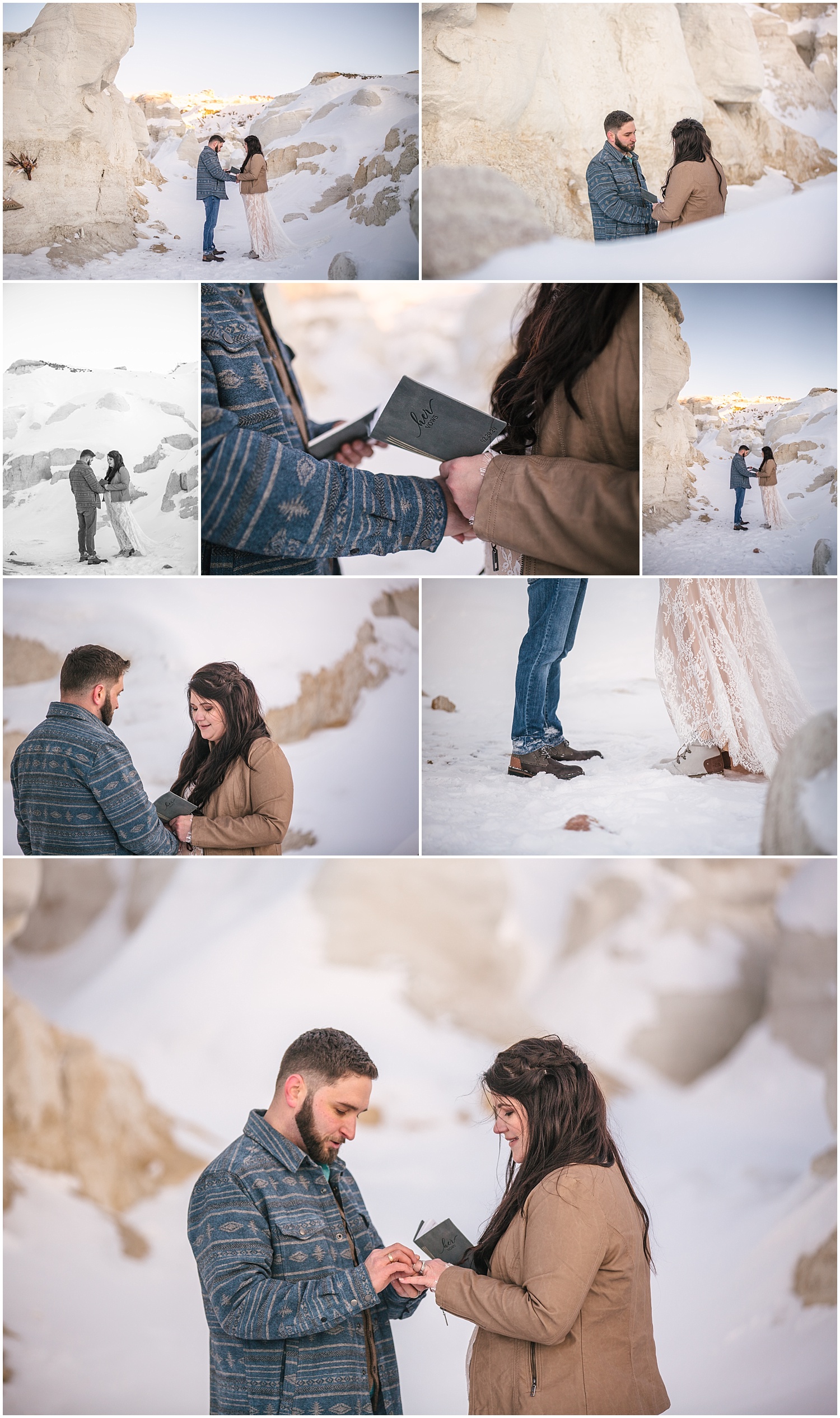 Winter Paint Mines elopement private ceremony between just bride and groom