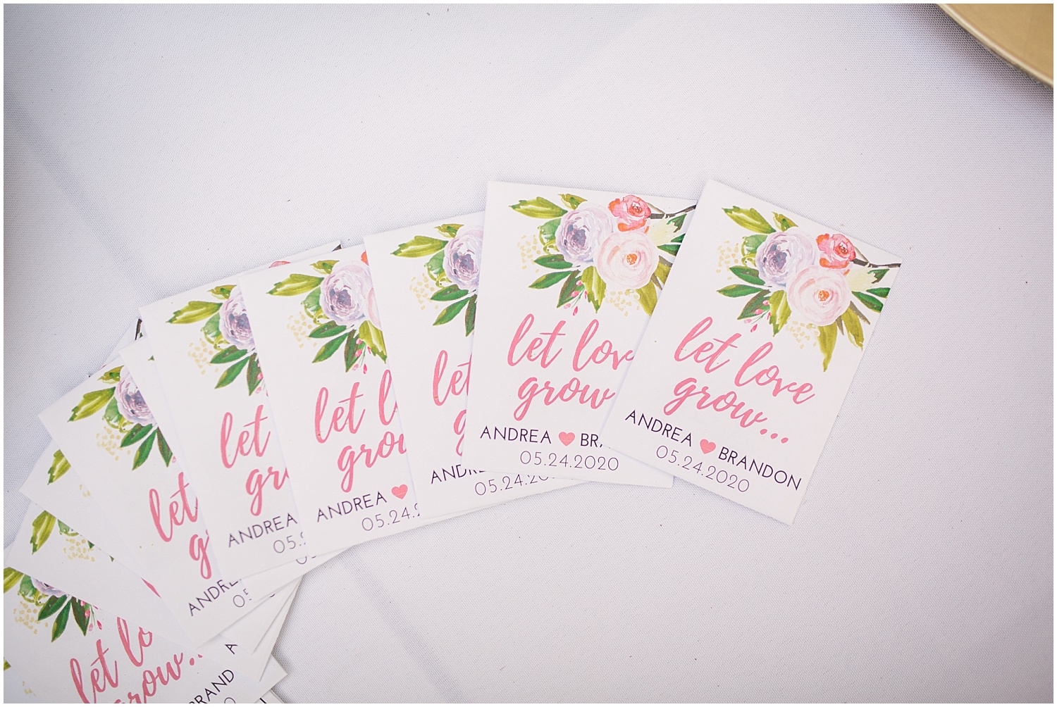 Let Love Grow wildflower seeds as wedding guest favors