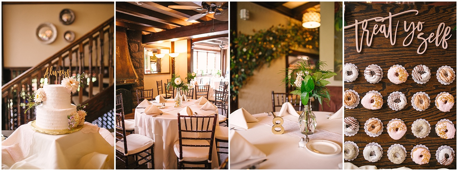 Simple rustic elegance for wedding reception at Craftwood Inn in Manitou Springs