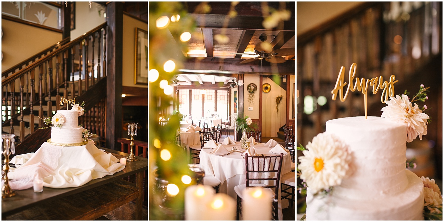 Simple rustic elegance for wedding reception at Craftwood Inn in Manitou Springs