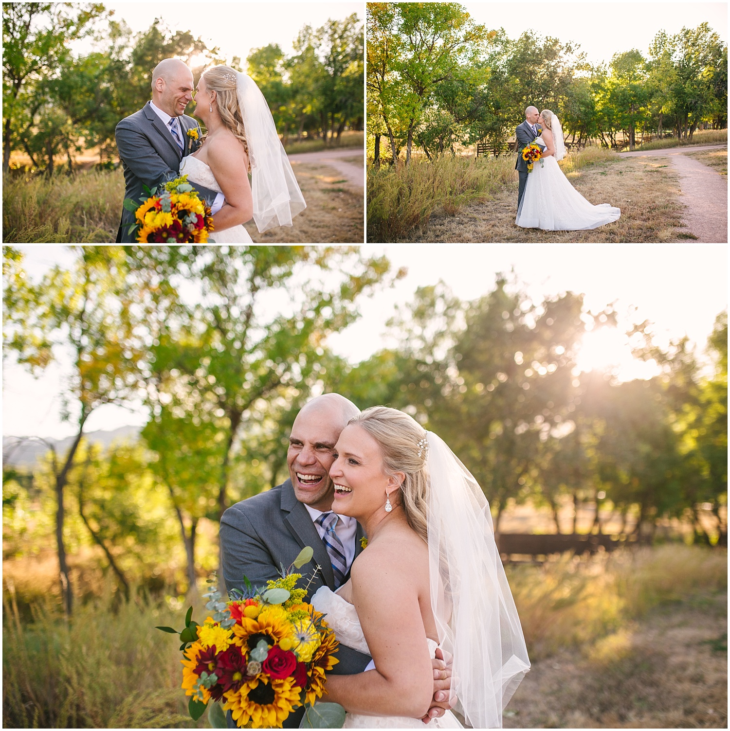 Bear Creek Park wedding portraits at golden hour in Colorado Springs
