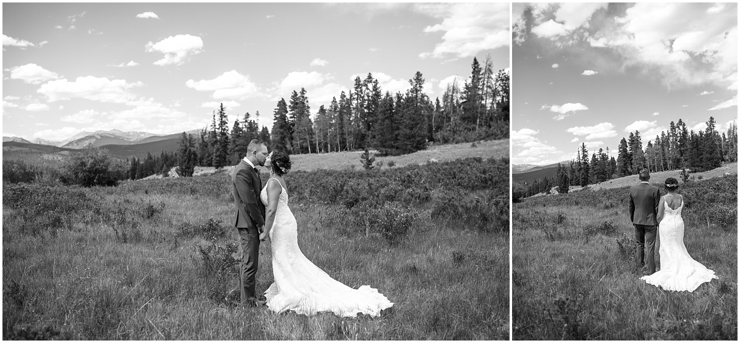 Bride and groom wedding portraits at Kenosha Pass Colorado