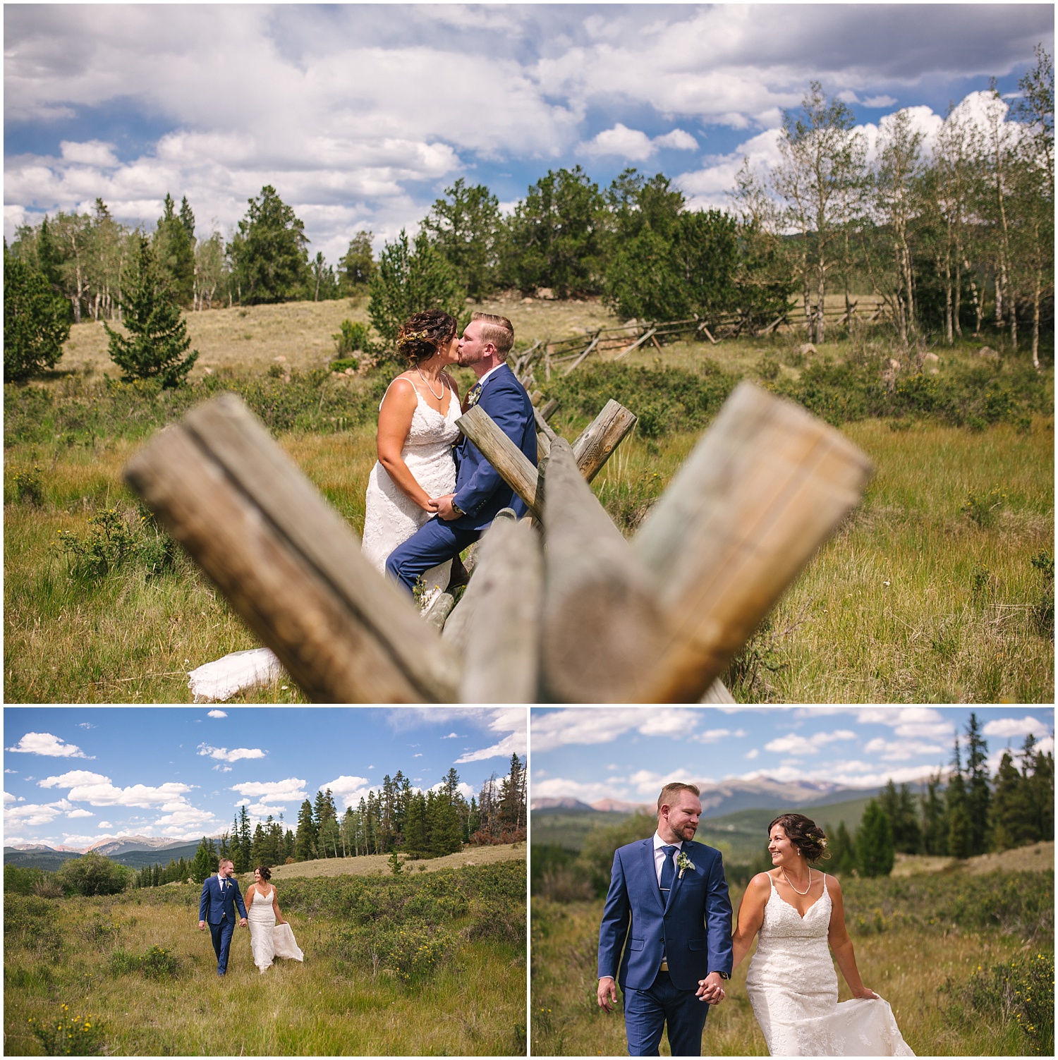 Bride and groom wedding portraits at Kenosha Pass Colorado