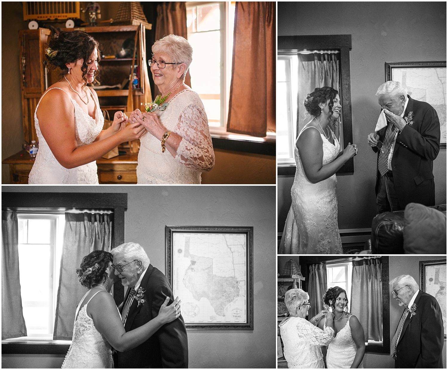Bride shares a moment with her grandparents before wedding ceremony at Guyton Ranch