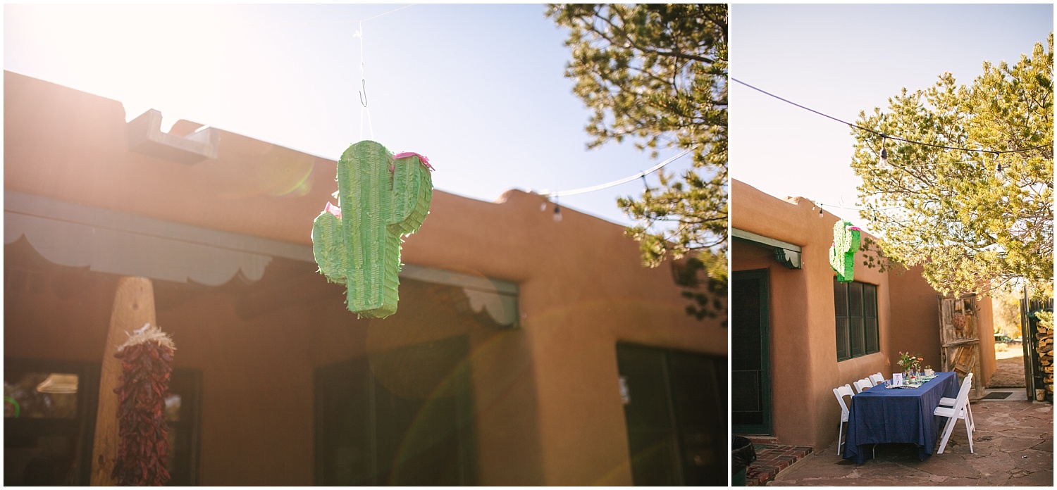 cute cactus pinata for backyard Santa Fe wedding
