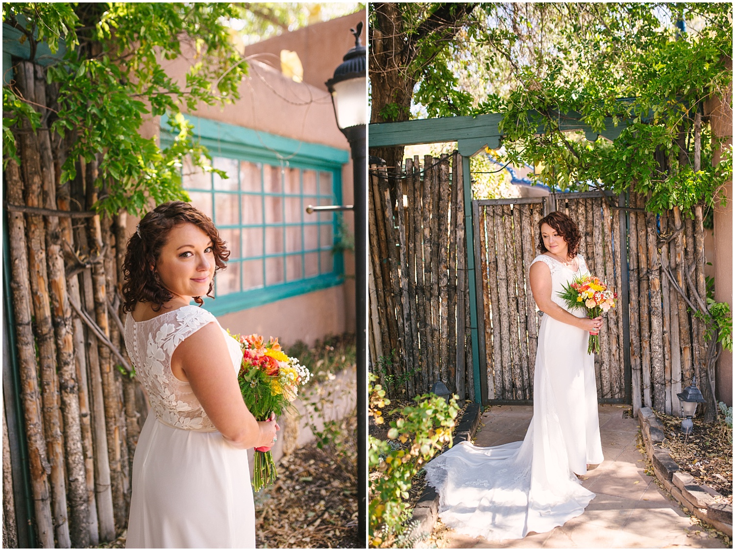Santa Fe bridal portraits with dress by The Dressing Room West