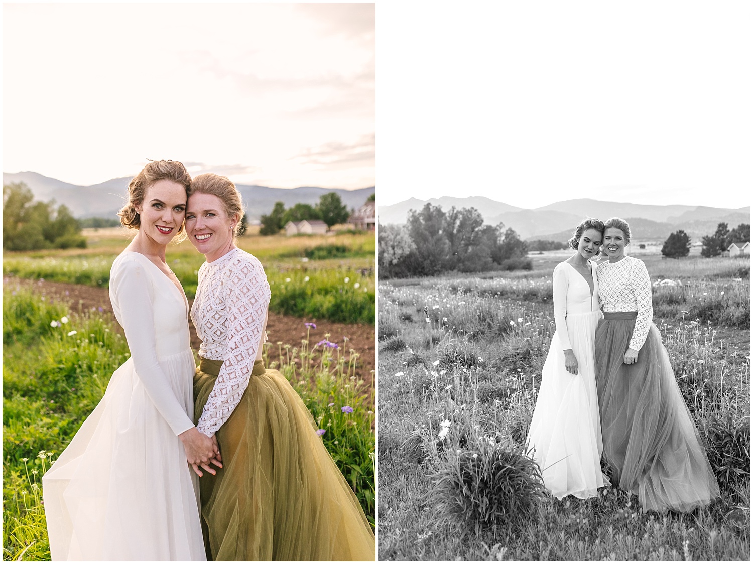 Bridal portraits at sunset at Pastures of Plenty wedding in Boulder Colorado