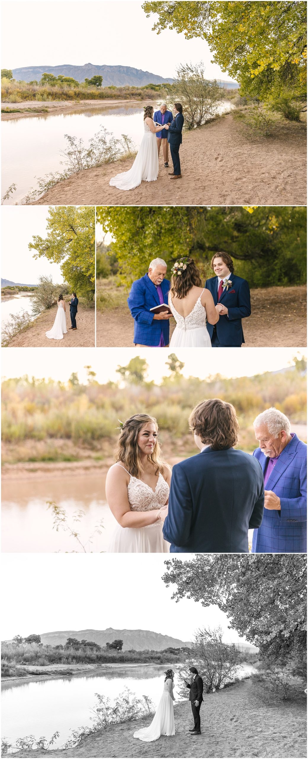 Elopement ceremony by the Rio Grande in Corrales New Mexico