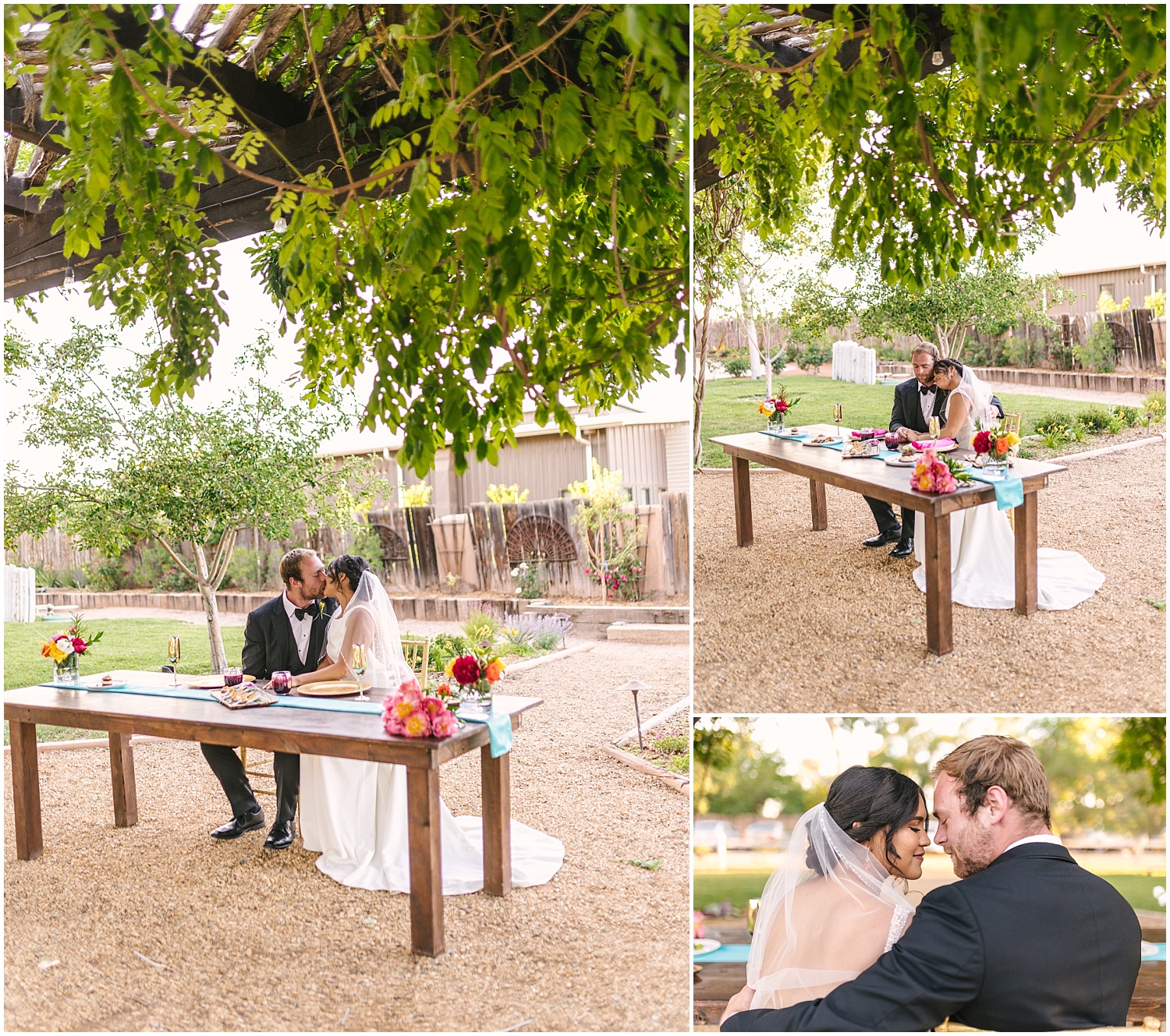 Sweetheart table under greenery at Casa Perea Art Space wedding venue