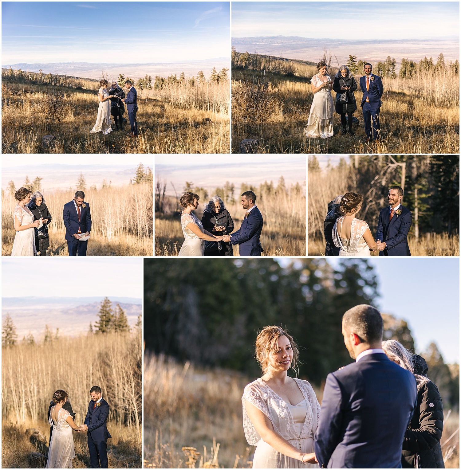 Winter elopement ceremony in the Sandia Mountains