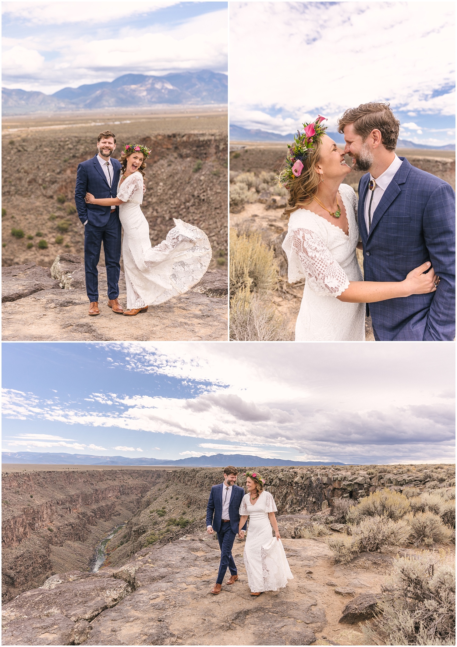 Taos wedding photos overlooking the Rio Grande Gorge