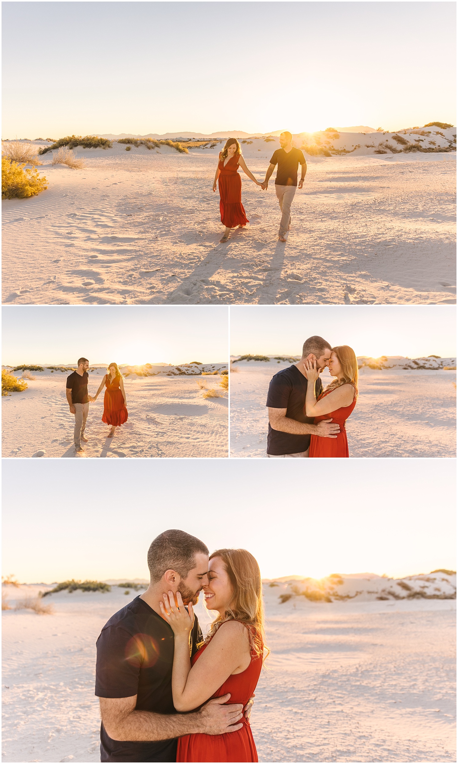 Golden hour couples portraits at White Sands New Mexico