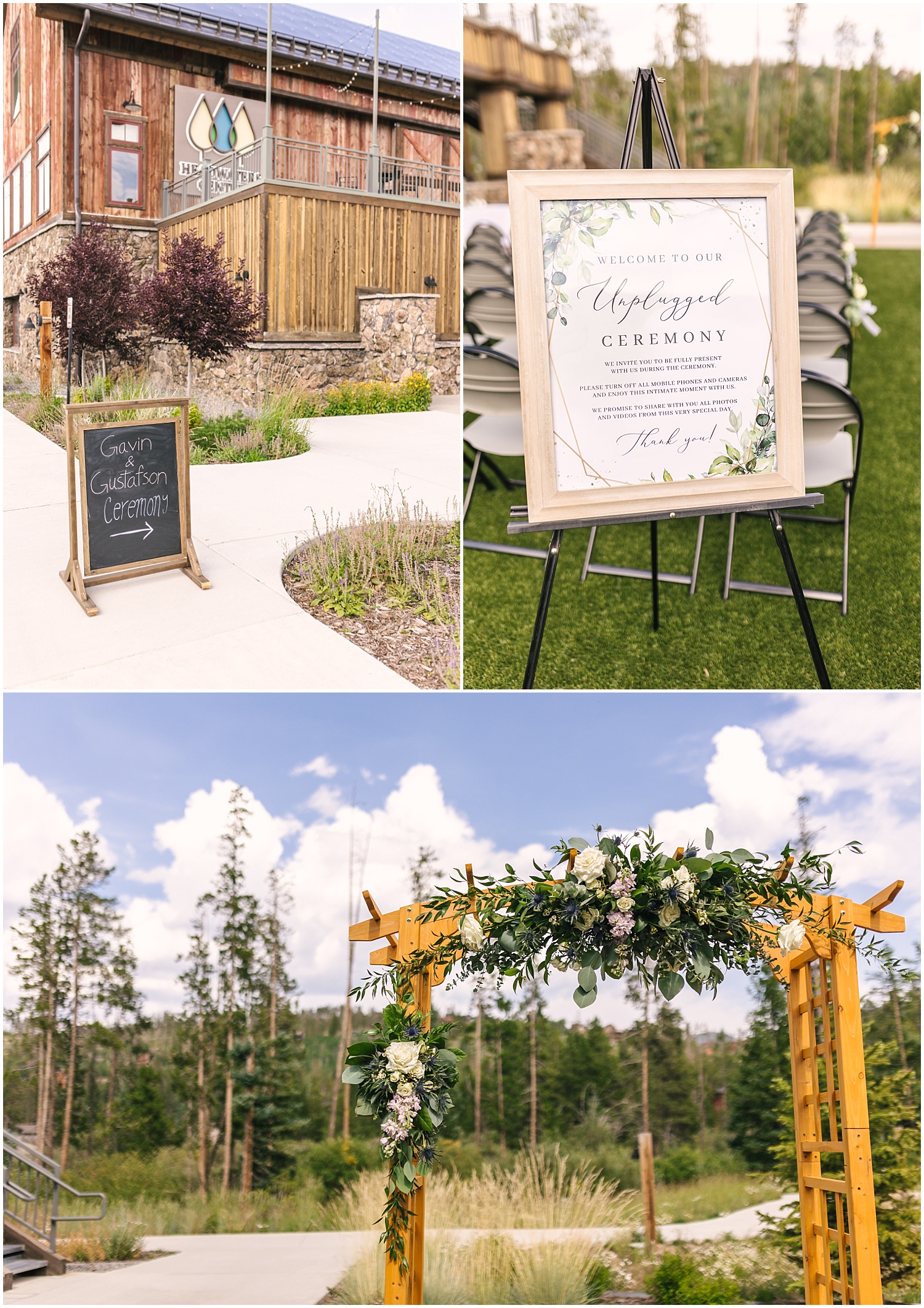 Ceremony details at Headwaters Center in Winter Park Colorado