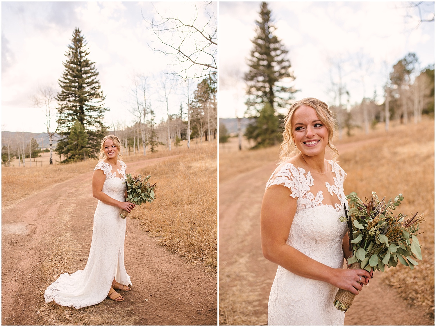 Early winter bridal portraits in Woodland Park Colorado
