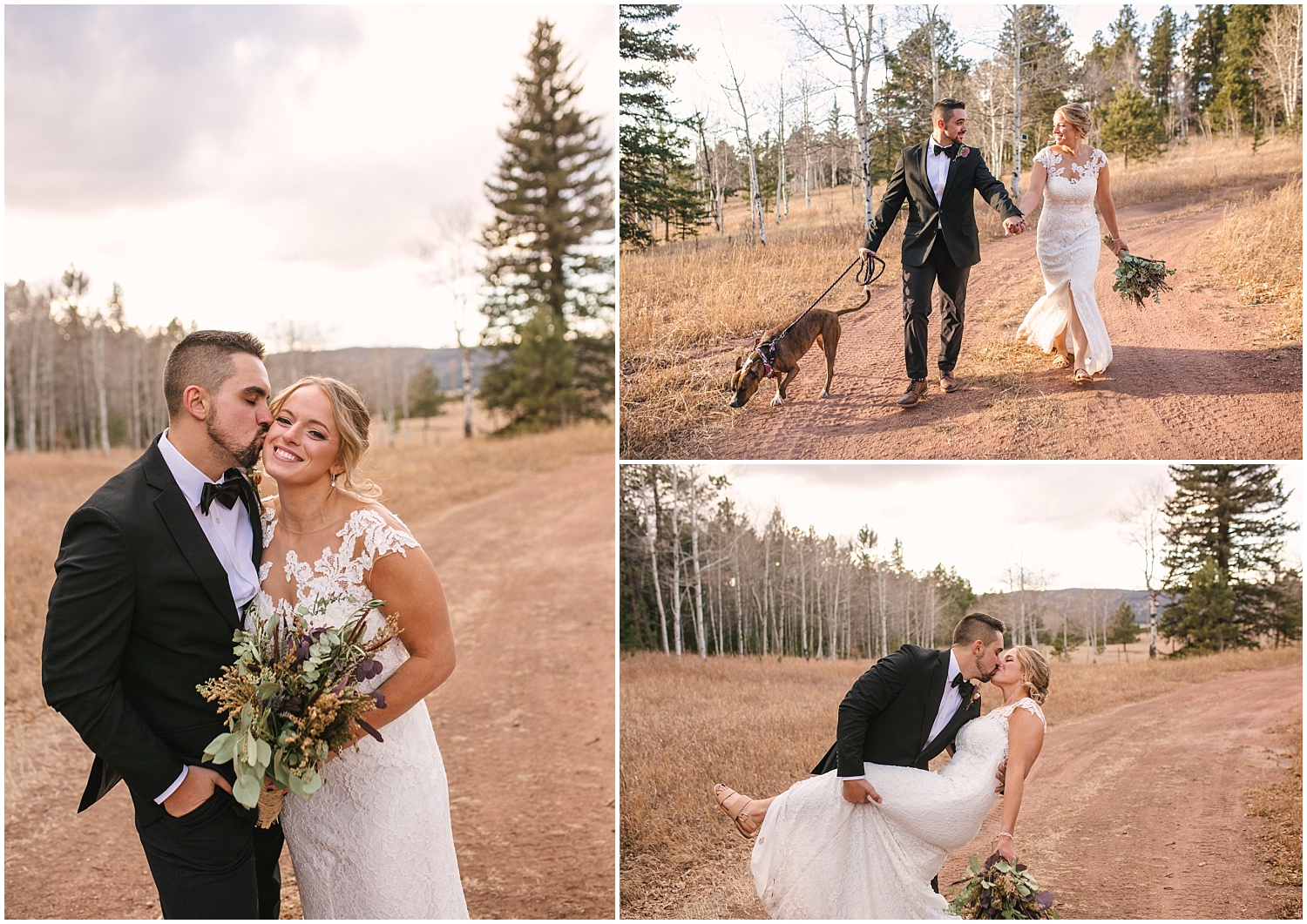 Bride and groom elope at private cabin in Woodland Park Colorado