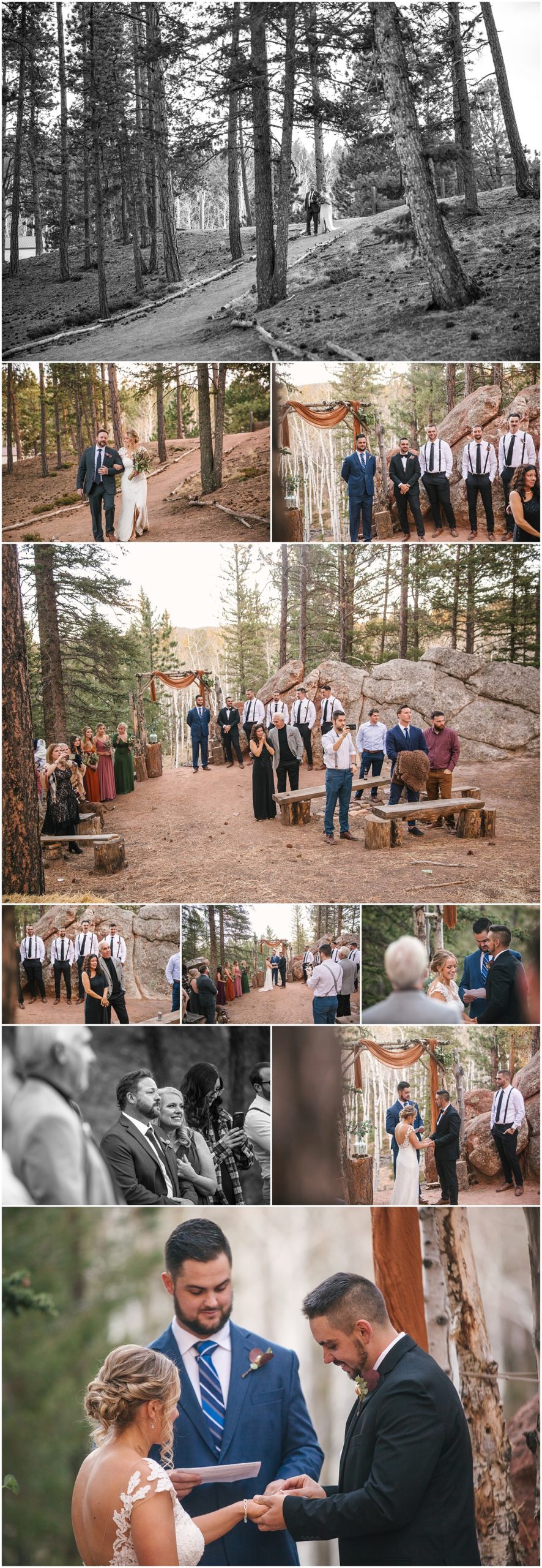 Woodland Park intimate wedding ceremony in aspen forest