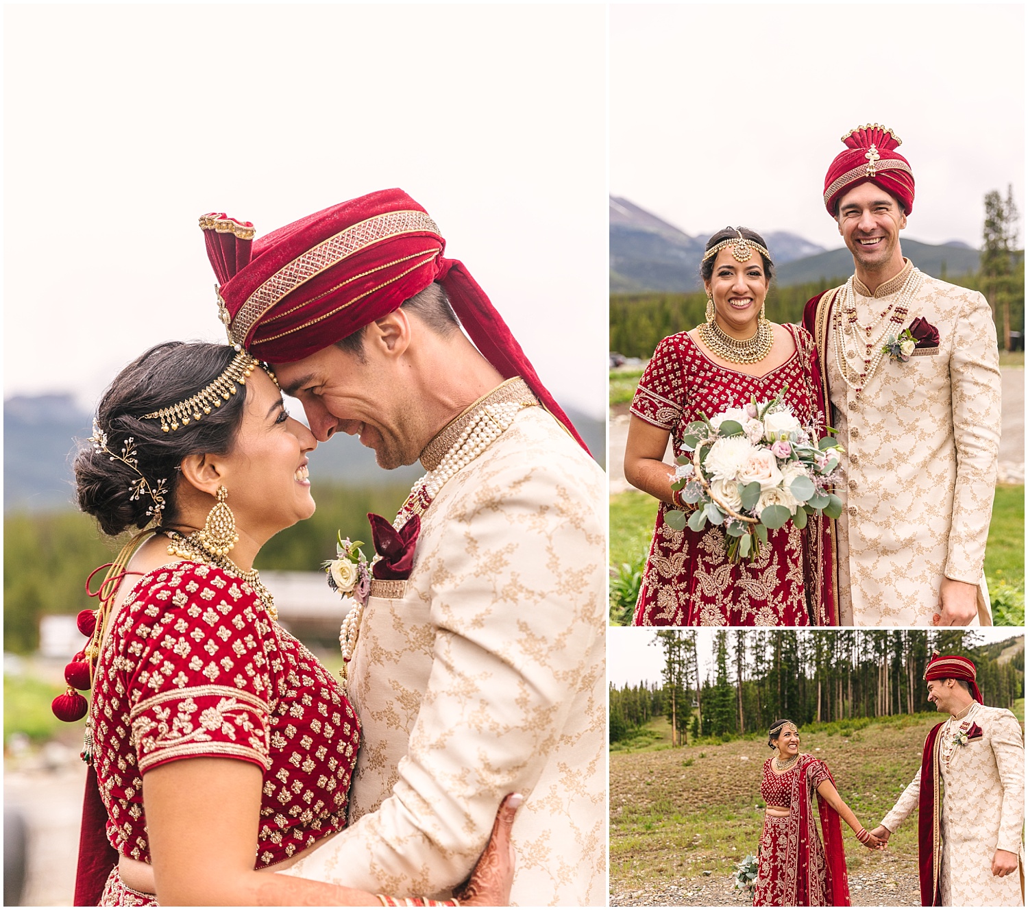 Indian bride and groom portraits at Ten Mile Station wedding in Breckenridge Colorado