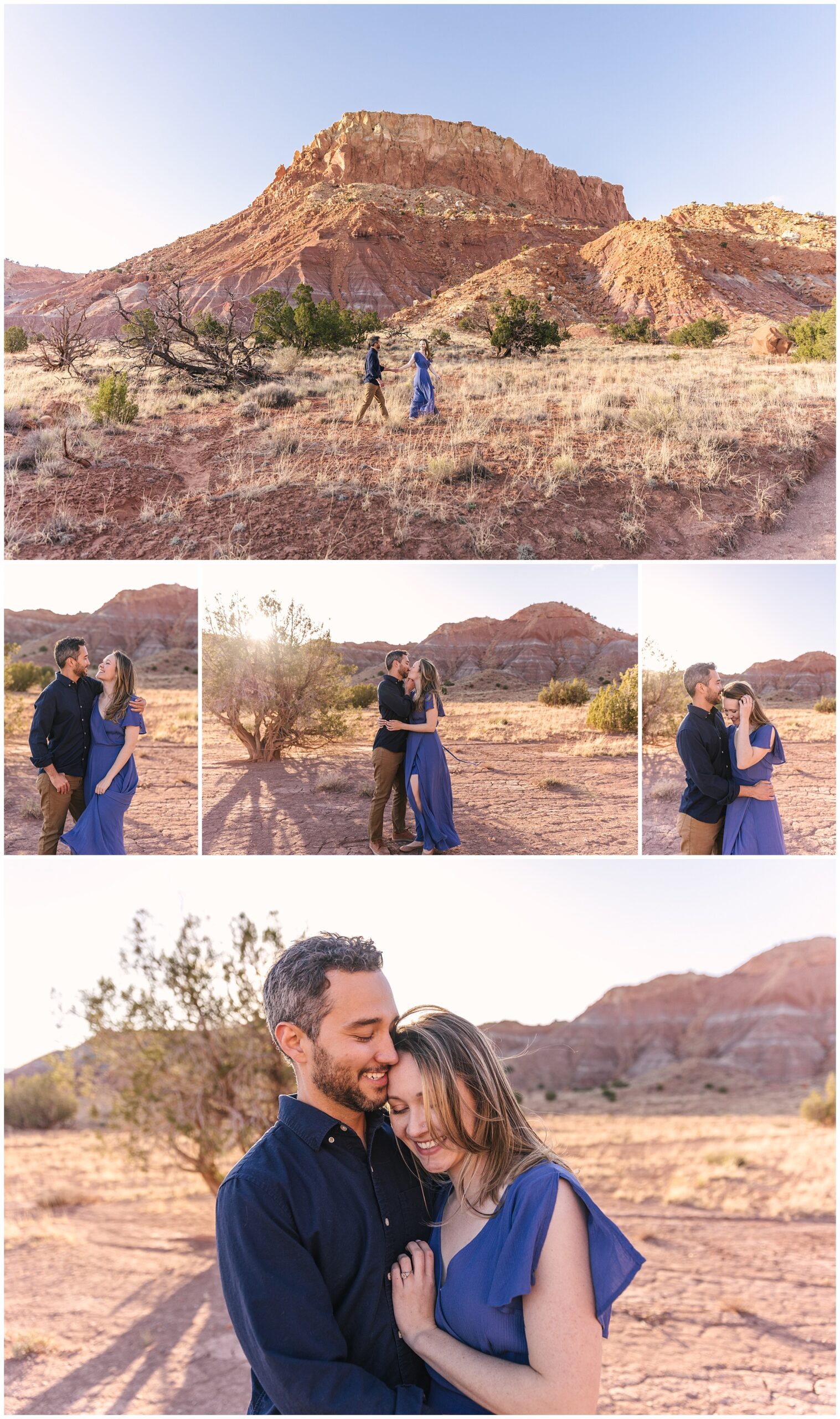 colorful desert engagement portraits in Abiquiu New Mexico