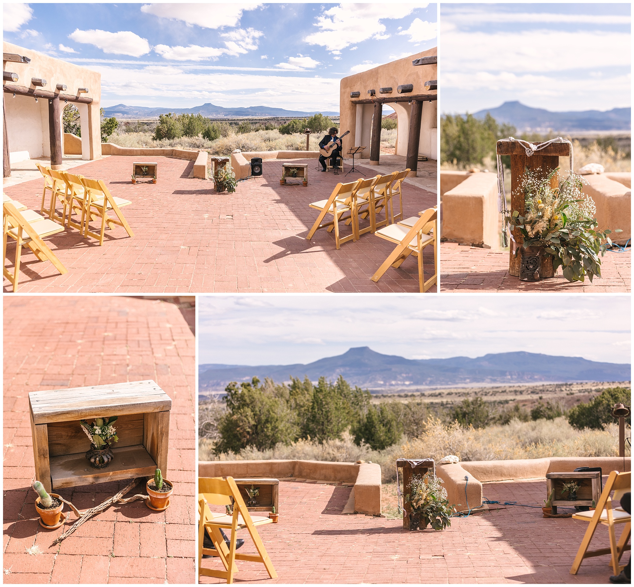 Ghost Ranch intimate wedding ceremony with desert plant details