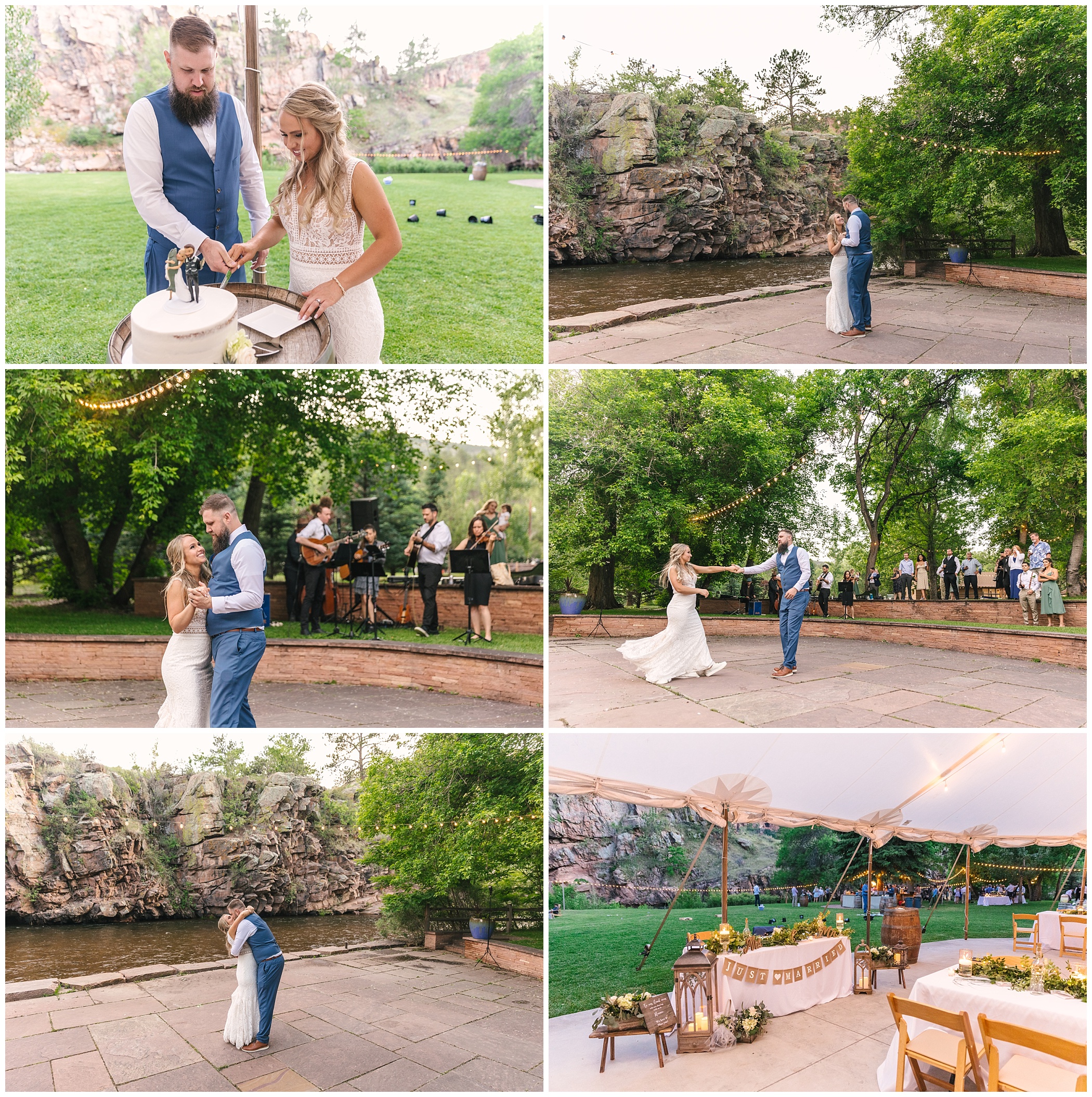 dancing by the river for wedding reception at River Bend venue at Lyons Farmette