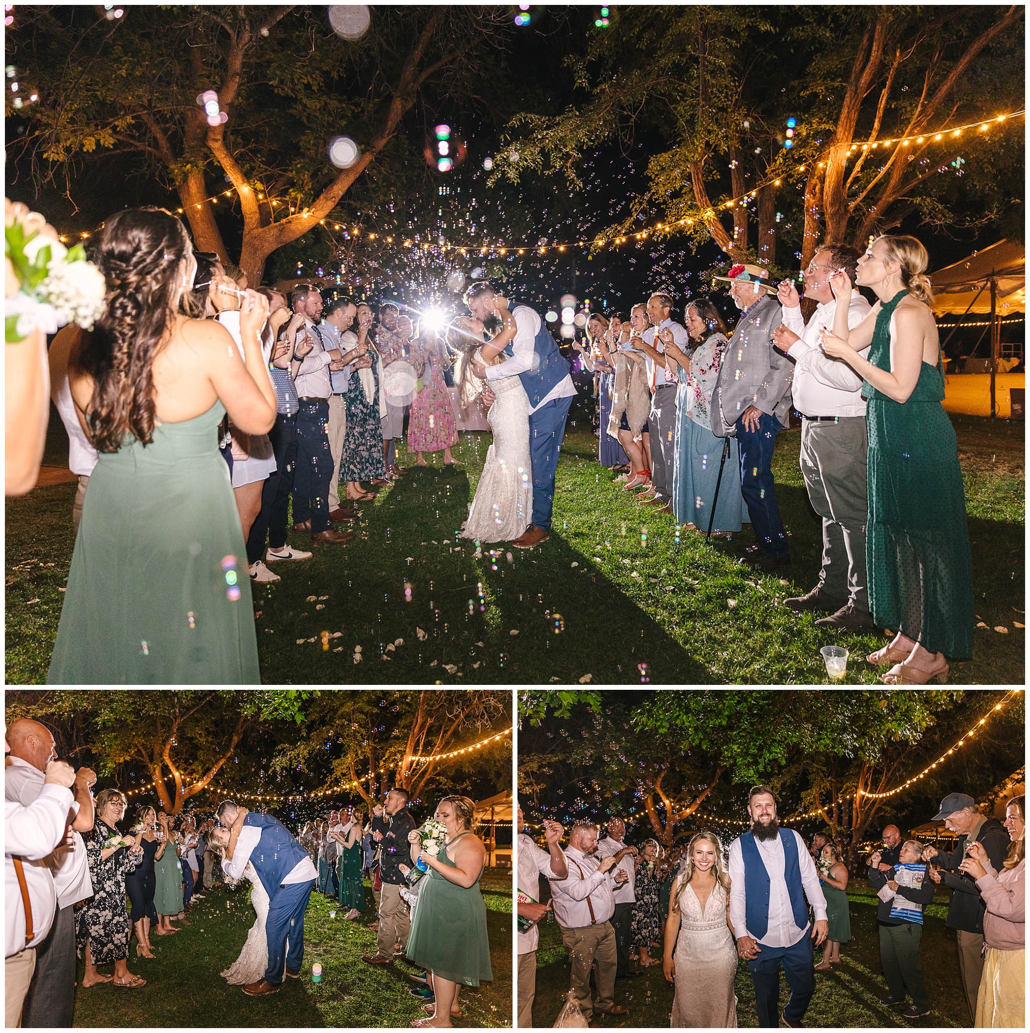 nighttime bubble sendoff for the bride and groom